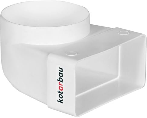 KOTARBAU® Raccord de déviation à 90° pour conduit de ventilation - 120 x 60 mm - En plastique - Diamètre : 100 mm - Blanc - Raccord pour conduit plat - Ronde et carrée