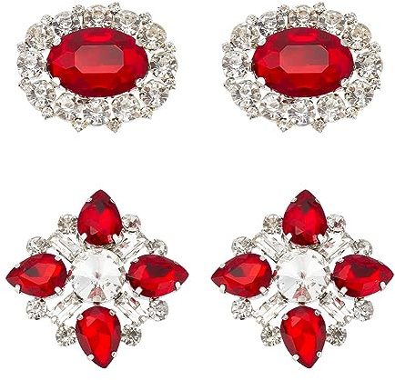 arricraft 2 Paar 2 Stile Strass-Schuhclips, Rote Legierungs-Strass-Kristall-Schuhclips, Metall-Schuhschnallen, Funkelnde Schuhdekoration Für Hochzeit, Braut, Party, Schuhdekoration