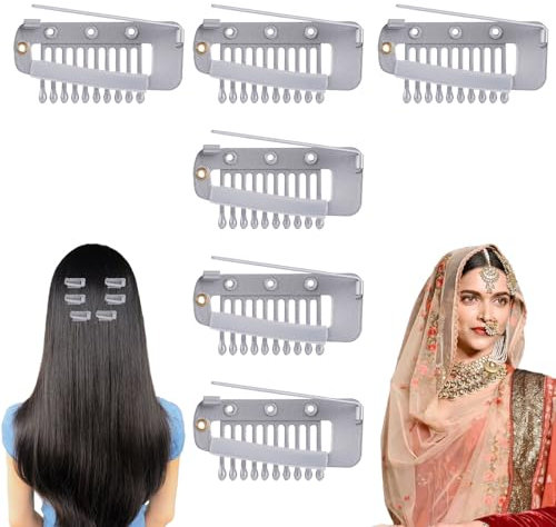6 Stück Chunni Clips, Edelstahl Versteckt Perücken Klammernmit Sicherheitsnadel Chunni-Griffklammern Chunni-Dupatta-Einstellklammern für Haarverlängerungen