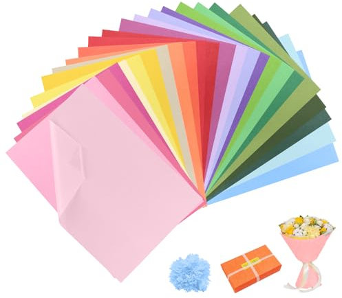 MXTIMWAN 400 Blatt Transparentpapier Bunt, 25 Farben Seidenpapier, Tissue Paper DIN A4, Bunt Papier A4 Bastelpapier Transparent für Weihnachten, Geburtstag, Hochzeit Dekoration, Verpackung