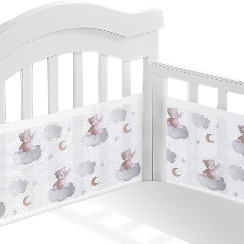 Sour Lemon Breathable Mesh Cot Bumpers For Cot Bed 2 PCS Liner