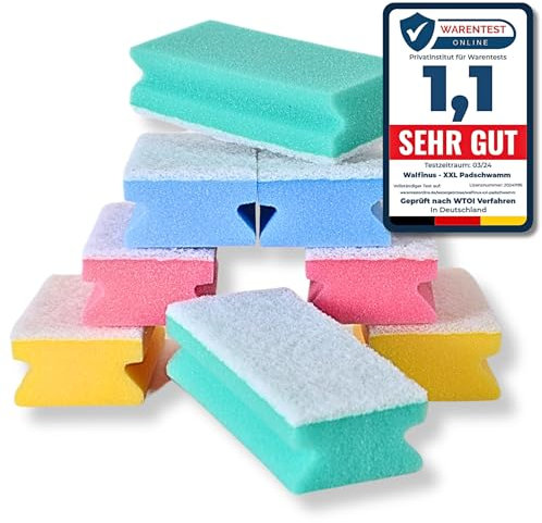 Walfinus Premium XXL 8 er Set Kratzfreie Spülschwamm, Putzschwamm, Reinigungsschwamm, Küchenschwamm, zweiseitige, Scheuerschwamm, Topfreiniger, waschbar -60 Grad 15x7x4cm zum wiederverwenden