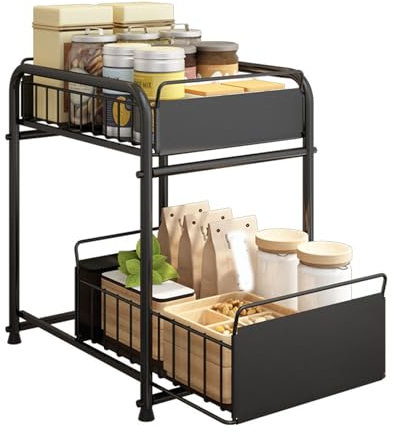 Organizador De Cocina De Almacenamiento Debajo Del Fregadero,Organizador Debajo Del Fregadero De 2Niveles,Armario De Almacenamiento De Cocina Extraíble,Impermeable,Multiusos,para Cocina,Cuarto De Baño