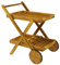 Outsunny Carrello da giardino per barbecue in legno con 2 vassoi, 3 contenitori per bottiglie e 2 ruote, 52 x 71 x 74 cm, legno naturale
