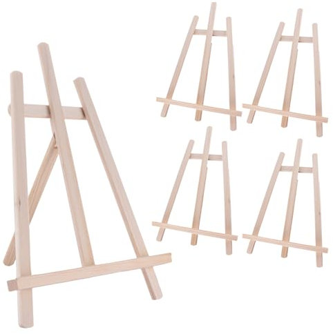 LOLYSIC 4 Pcs Wooden Tabletop Easels for Display, 40cm 16 Inch A Frame Wood Easels Display Stands, Foldable Tripods Wooden Easels for Art Craft Painting Canvas Cards Photo Frames