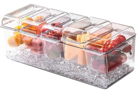 Vassoio da Portata Refrigerato, da Portata Refrigerato con Ghiaccio, Vassoio da Portata per Insalata, da Portata per Frutta Trasparente, Vassoi in Acrilico Trasparente, Vassoio da Portat
