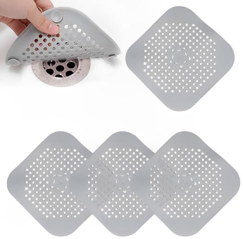 RAMGLYO 4 piezas colador de desagüe de silicona para baño y cocina, sifón, tapa de desagüe (2 gris)