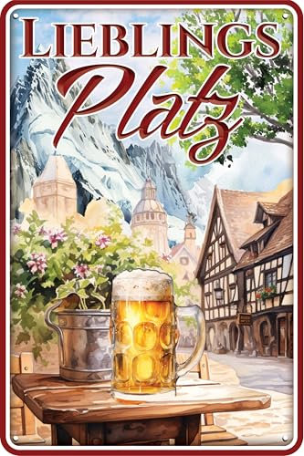 Cartel de chapa, 30 x 20 cm, retro, vintage, lugar favorito (cerveza en el pueblo)