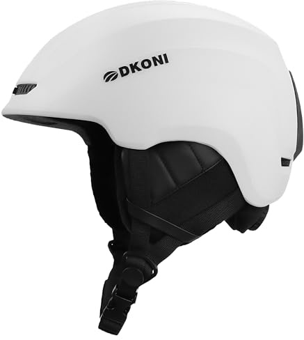 DKONI Skihelm, Snowboardhelm für Herren & Damen, Zwei-Stufen-Belüftungssystem, Schneesporthelm für Erwachsene, Jugendliche & große Kinder (Weiß, L: 58-62cm)