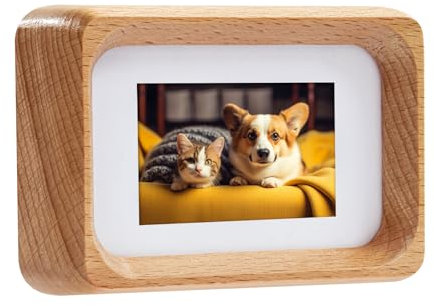 Kattepote 3 inch Wooden Mini Instant Photo Frames, with Mat for 5x3cm Mini Photos, Handcrafted Rounded Corner Natural Beech Wood Mini 2 x 3 inch Picture Frame Instant Camera Photo Frame