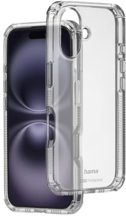Hama Handyhülle „Extreme Protect“ Apple iPhone 16 Plus (Bumper D3O-Lizenz, stoßfest, sturzsicher und bruchsicher, durchsichtige iPhone Hülle ohne Vergilben, Case für induktives Laden) transparent