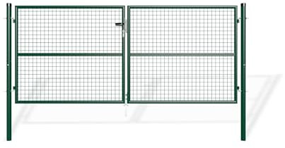 Casanoov Portail Grillage OLGA 3x1,3 m Vert – Battant Jardin 2 Vantaux avec Poteaux Inclus – Acier Galvanisé Robuste – Sécurisé, Durable et Anti-Corrosion – Kit Complet Montage Facile 285x125 cm