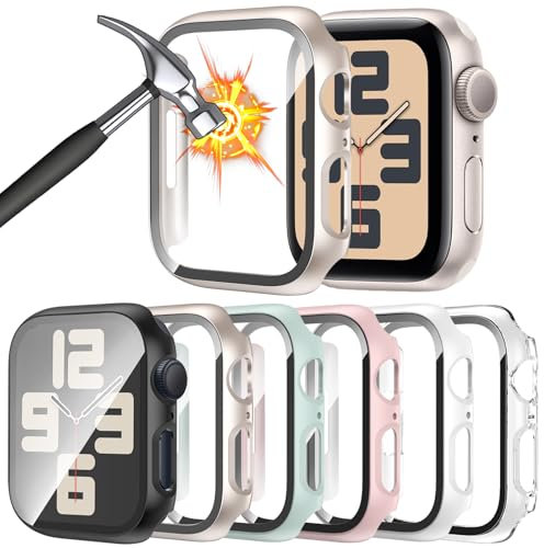 HAANILKYI 6 Stück Schutzhülle mit Displayschutzfolie Kompatibel mit Apple Watch SE 3(2025) / SE 2 Series 6 5 4 40mm, Rundum Ultradünne Hard Hülle Kratzfest Schutzhülle für iWatch 40 mm
