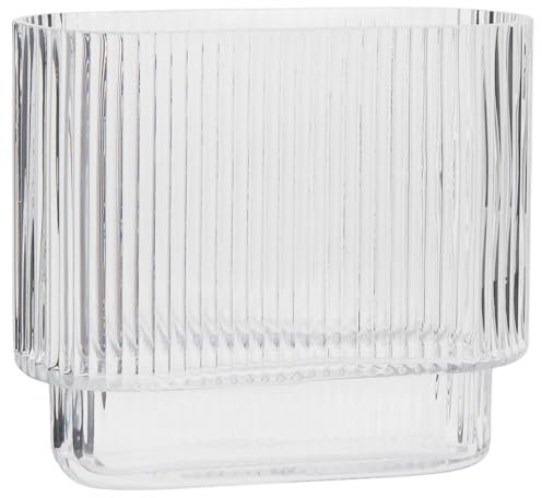 KAYLETIN Geriffelte Vase, geriffelte Glasvase für Tulpen, Glasvasen für Blumen, moderne klare Vasen für Geburtstag, Hochzeit, Einweihung, Jahrestag, Verlobung, 18 cm