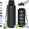 Vikaster Botella Gimnasio, 1.5 l Botella con Pajita, Botellas Agua sin BPA, Fácil de Abrir, a Prueba de Fugas, Botella Reutilizable, Gimnasio, Running