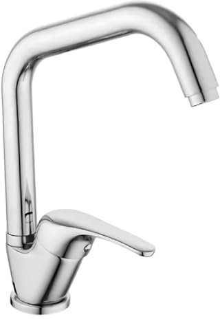 AMBRA WATER Rubinetto miscelatore monocomando per lavello con canna alta quadra serie blu 2.0 3/8 (Cromato)