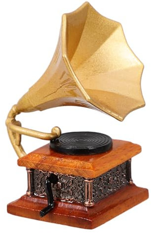 BESTonZON Miniatur Grammophon Modell Für Puppenhaus Deko Vintage Phonograph Zubehör Für Miniaturmöbel Und Fotografie Requisiten Retro Spielzeug Für Kreative Gestaltung