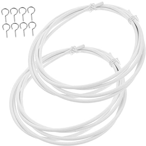 Vaguelly 2sätze Vorhangdraht-Set Mit Schraubaugen Und Haken Flexible Beschichtung Für Fensterdekoration Und Einfache Installation Praktische Gardinenaufhängung