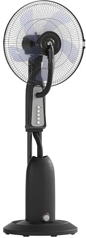 HOMCOM Ventilator mit Wasserkühlung, Standventilator mit Verstellbar Sprühnebel, 3 Geschwindigkeiten, 3 L Wassertank, 75° oszillierend, 90 W Wasserventilator mit Rollen, 125 cm