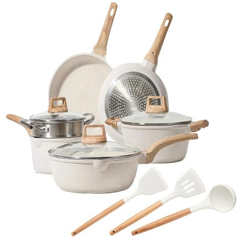 Zymoplas High Set Pans Granite Kitchen Cookware Easy to Nonstick Cookware Pots and Induction Pots Pans Stoves and Set Non