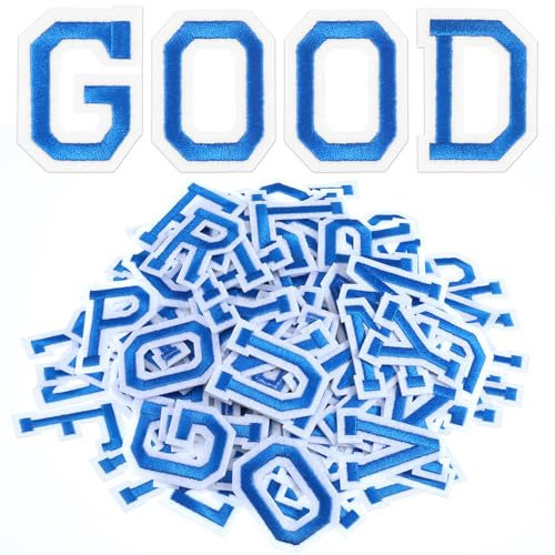 78 PCS Blue Iron on Letters, A-Z Iron on Letter Patches, 2 Inch Decorative Heat Press Alphabet Patch for Clothing Jeans Jackets Backpacks Hats