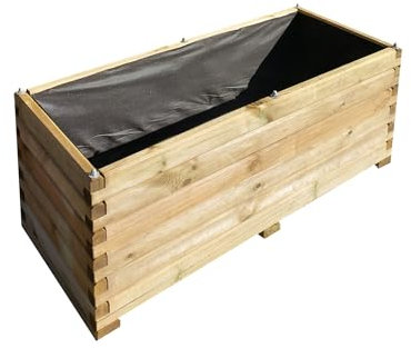 Onlywood Fioriera in Legno Linea Professionale 100 x 50 x 45,5 h cm con Rivestimento - Fioriera Quadrata da Esterno Spessore Legno 3,5 cm Massima Resistenza