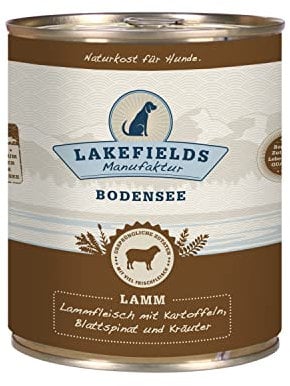 Lakefields Premium Hundefutter Nass | Lamm 60% | 6 x 800g | Getreidefreies Nassfutter für Hunde | Natürliche Zutaten in Lebensmittelqualität | Zucchini, Karotten & Äpfel | Schonend gegart