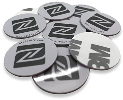 10 x NFC Tags | NXP Chip NTAG213 | 144 Bytes Speicherkapazität | Aufkleber, Rund Disk | Weiß Label Tag | Hart-PVC und starker 3M-Kleber | Elegantes Design und Hohe Scankraft