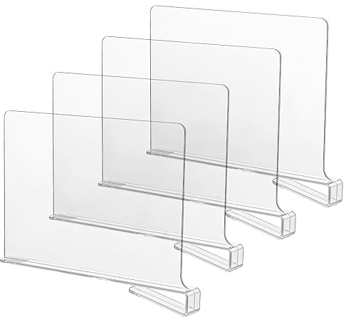 CY craft Acryl-Regalteiler für Schränke, Holzregal-Trennwände, 4 Stück, transparente Regal-Trenner, perfekt für Kleider-Organizer und Schlafzimmer, Küchenschränke, Regalaufbewahrung und Organisation