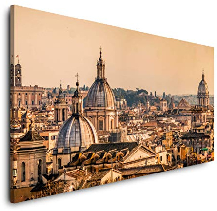 Skyline von Rom 120x 60cm Panorama Leinwand Bild XXL Format Wandbilder Wohnzimmer Wohnung Deko Kunstdrucke