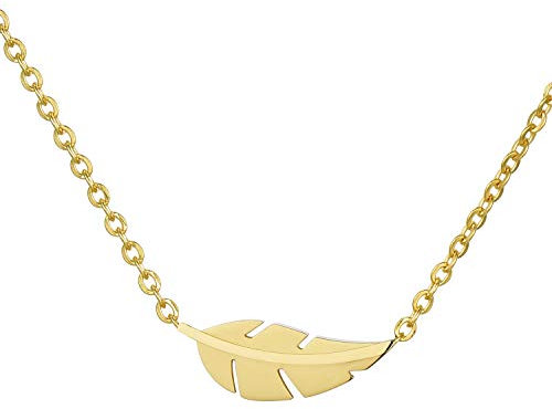 Morella Damen Halskette Symbol Blatt Anhänger Edelstahl Gold im Samtbeutel