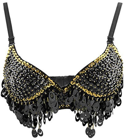 Unbekannt Bauchtanz Kostüm Oberteil Belly Dance Shirt Damen Bauchtanzkostüm, Schwarz