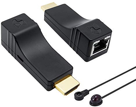 DDMALL HDMI Extender over Single CAT5e/CAT6 Cable, Mini Size, USB-Powered, POE/POC, Full HD 1080P, No Latency, No Signal Loss, No Extra HDMI Cables Needed, Transmitter and Receiver Kit(HE-15IR))
