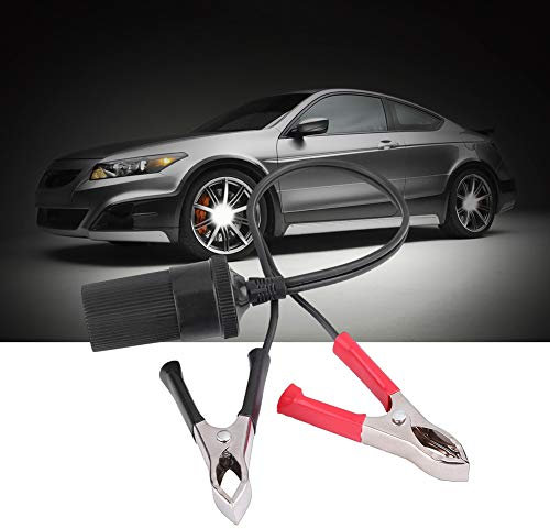 Power Socket Adapter with Clips 12V Car Battery Terminal Clip-on Cigarette Lighter Socket Adapter Auxiliary Power Clamps