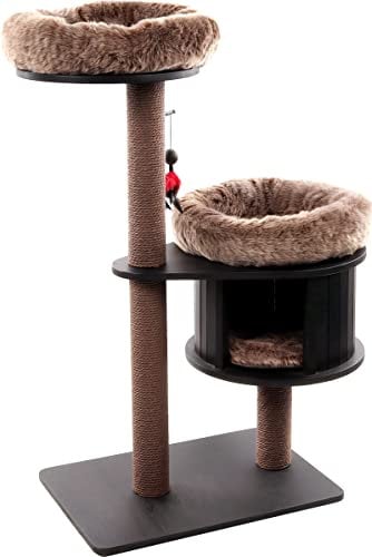 Flamingo Kratzbaum Raisa 1 – Braun/Grau, 119 cm | Stabiler & Gemütlicher Kratzbaum für Katzen!