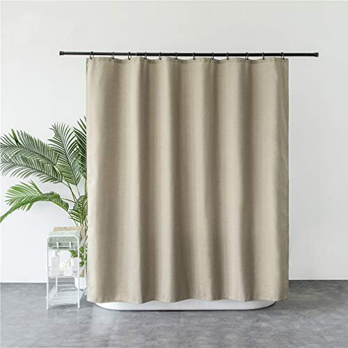 X-Labor Premium Leinen Duschvorhang 240x200cm Wasserdicht Stoff Anti-Schimmel inkl. 12 Duschvorhangringe Waschbar Badewannevorhang 240x200cm Hell Coffee