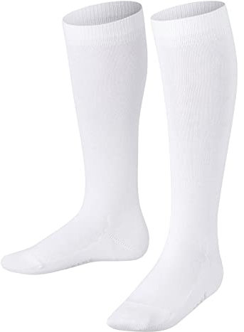 FALKE Unisex Kinder Kniestrümpfe Family K Kh nachhaltige Baumwolle lang einfarbig 1 Paar, Weiß White 2000, 19-22