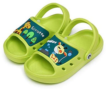 CELANDA Ciabatte da Spiaggia per Ragazzi e Ragazze Antiscivolo Pantofole da Bagno Bambini Morbidi Scarpe da Piscina Interno Esterno Estive Sandali Green-B 30/31 EU