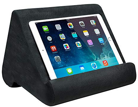 Ontel Pillow Pad Support de Tablette Ultra Multi-Angle Doux Gris – Visionnage incliné Confortable pour iPad, tablettes, Kindle, Smartphones, Livres, Magazines et Plus Encore
