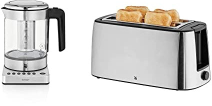 WMF Küchenminis 2 in 1 Vario Wasserkocher mit Temperatureinstellung, 1,0l, 1900 W & Bueno Pro Toaster Langschlitz mit Brötchenaufsatz, 4 Scheiben, XXL, Aufknusper-Funktion, 6 Bräunungsstufen, 1550W