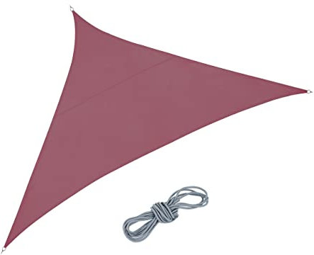 Relaxdays Sonnensegel, dreieckig, 3 x 3 x 4,25 m, konkav, PES-Gewebe, wasserabweisend, Sonnenschutz mit Spannseilen, rot