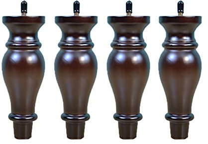 18 cm Hoch Kürbistyp Möbelfüße Holz Möbelbeine Tischbeine Massivholz Ersatz Möbelfüsse für Sofa Bett Schrank Möbel Beine M8 Gewinde Schrank Bett Füße,4 Stück (Retro color)