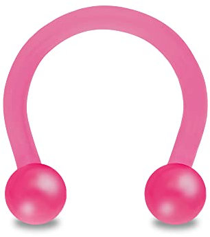 Treuheld® Hufeisen Piercing aus Kunststoff | Farbe: Pink | Größe: 1,6 x 12 mm (Kugeln: 4mm)