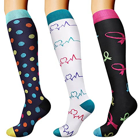 DRESHOW Calze a Compressione Graduata per Uomo E Donna Calze Elastiche Sportive per Atletica, Corsa, Viaggi Volo, Ciclismo