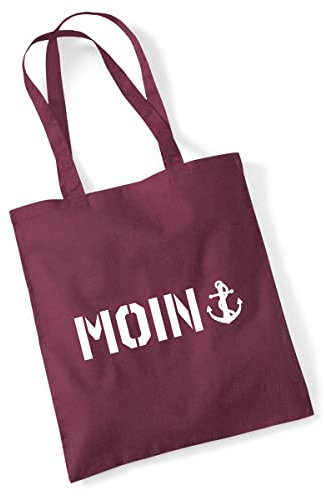 Huuraa Einkaufsbeutel Moin Anker Geschenk 10 Liter Burgundy Baumwolle Moin Anker Überraschung