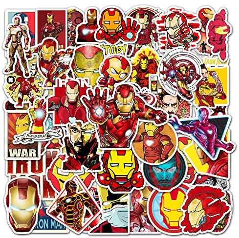 LYLSDSB 52 stück Iron Man Aufkleber Vinyl Wasserdicht Marvel Graffiti Aufkleber,Laptop Wasserflasche Fahrrad Skateboard iPhone Auto Motorrad Gepäck Computer Aufkleber für Kinder Jugendliche