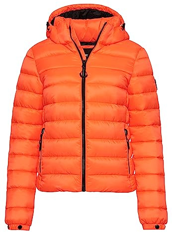 Superdry Damen Klassische Steppjacke mit Kapuze Hyper Feuer Korallrot 36