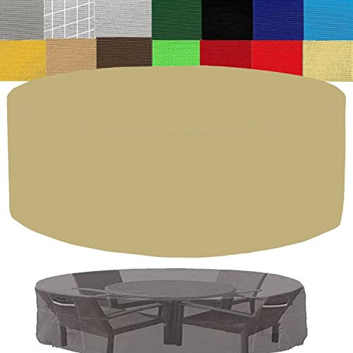 HUAXIQUE Abdeckung Gartenmöbel Rund Abdeckung Winterfest Wasserdicht 160x75cm 420D Gartenmöbel Abdeckplane Abdeckplane Schutzhülle Gartenmöbel für Gartentische Stühle und Möbelsets Beige