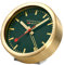 Mondaine Mini Wanduhr und Wecker mit Gehäuse aus Aluminium in Gold, Zifferblattfarbe: Waldgrün, Durchmesser: 12.5 cm, A997.MCAL.66SBG