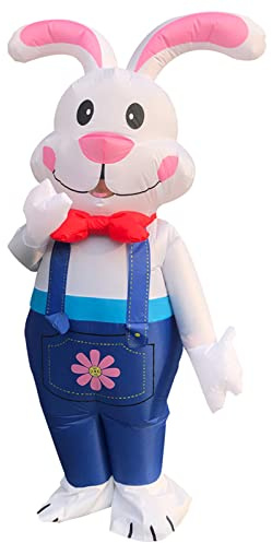 Arokibui Aufblasbares Osterhasen-Kostüm für Erwachsene, aufblasbares Kaninchen-Kostüm, Kaninchen-Maskottchen-Kostüm, Kostüm, Unisex-Kostüm